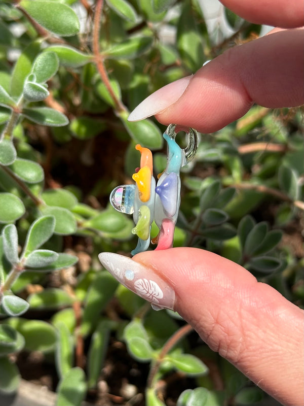 Mini Spinner Flower Pendant Pastel Rainbow