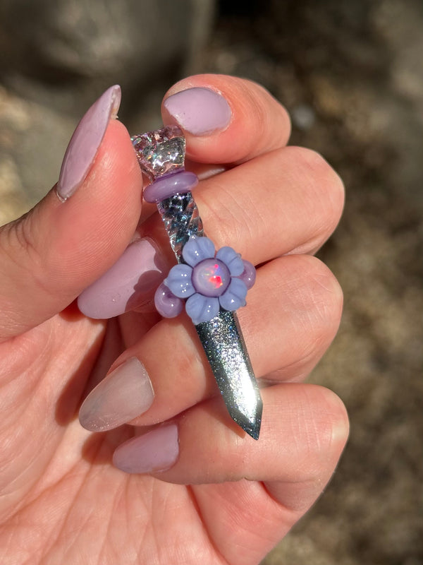 Flower Blade Pendant Sparkle Blue & Purple