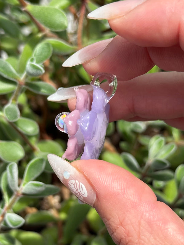 Mini Spinner Flower Pendant Mauve Purple