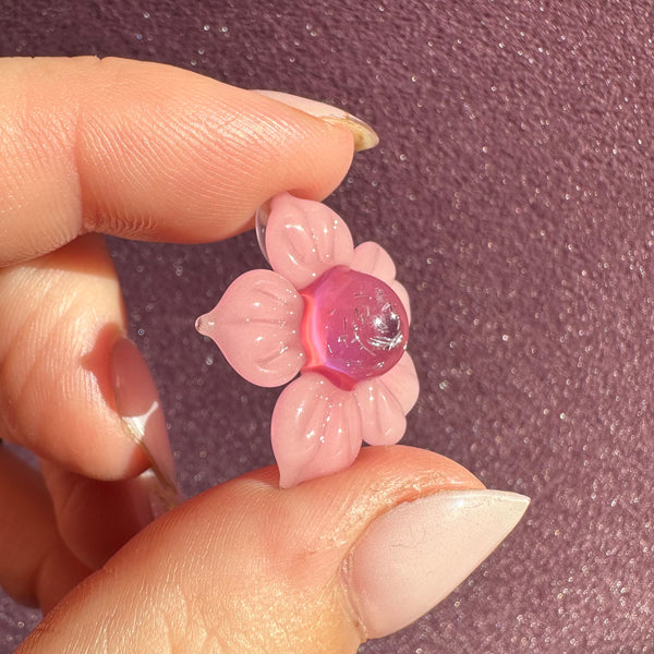 Dichro Flower Pendant -Blush and Telemagenta with Chrome Sparkles