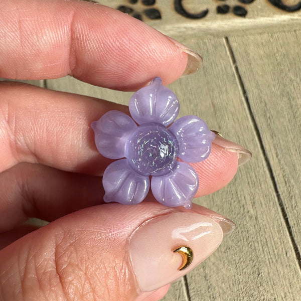 Dichro Flower Pendant - Lilac Purple Satin