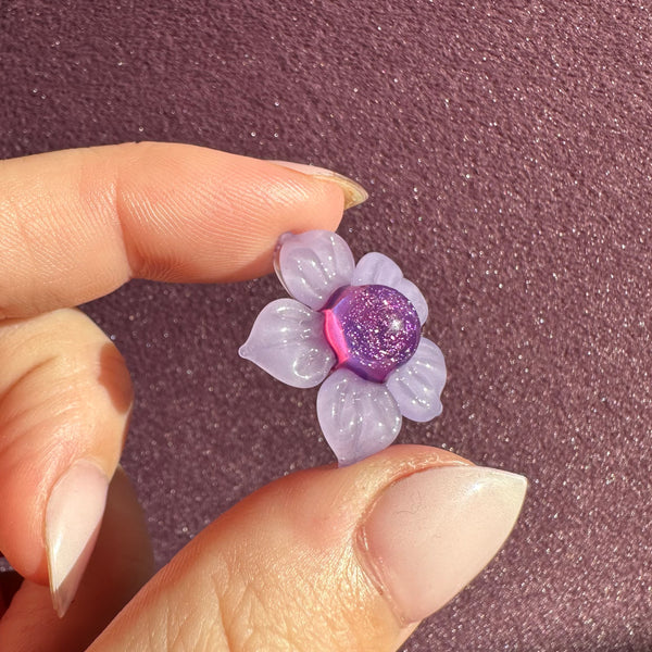 Dichro Flower Pendant - Purple Satin and Royal Jelly with Purple Sparkle