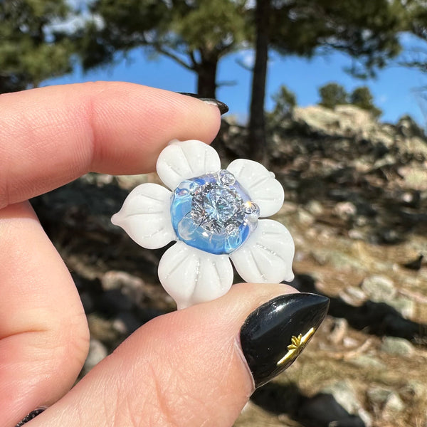 Flower Pendant with Cubic Zirconia Center White