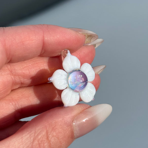 Opal & Dichro Flower Pendant White Moon