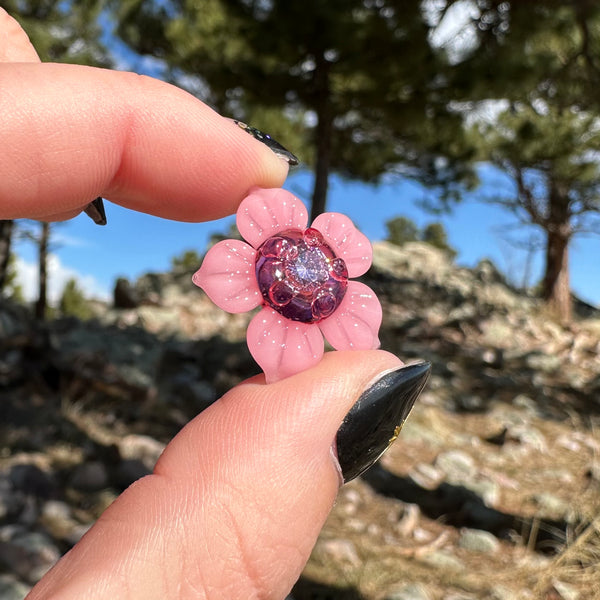 Flower Pendant with Cubic Zirconia Center Pink