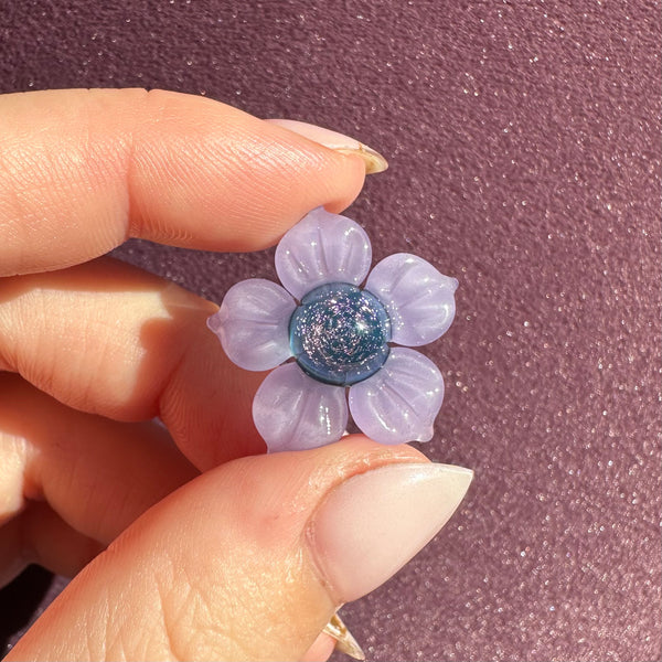 Dichro Flower Pendant - Pastel Purple and Blue with Purple Sparkles