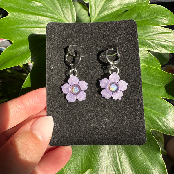 Flower Earrings Purple