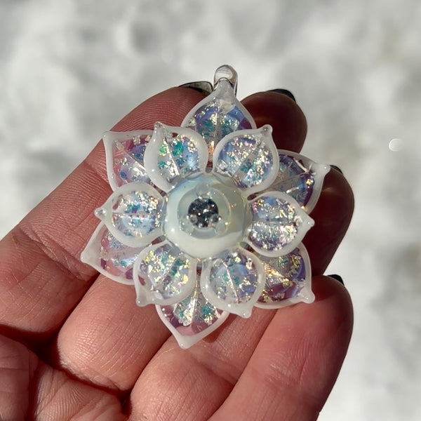 White Double Layer Spinner Flower Pendant