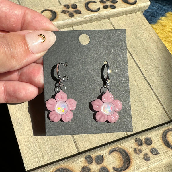 Pink Flower Earrings