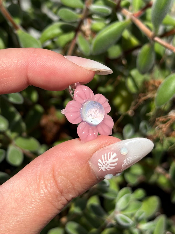 Pastel Rainbow Dichro Flower Pendant Blush