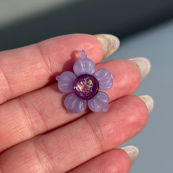 Opal & Dichro Flower Pendant Pastel Purple
