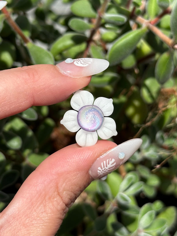 Pastel Rainbow Dichro Flower Pendant White