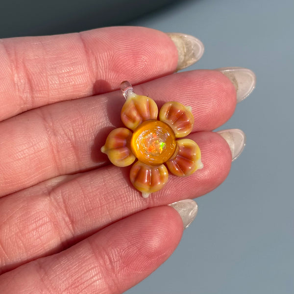 Opal & Dichro Flower Pendant Yellow