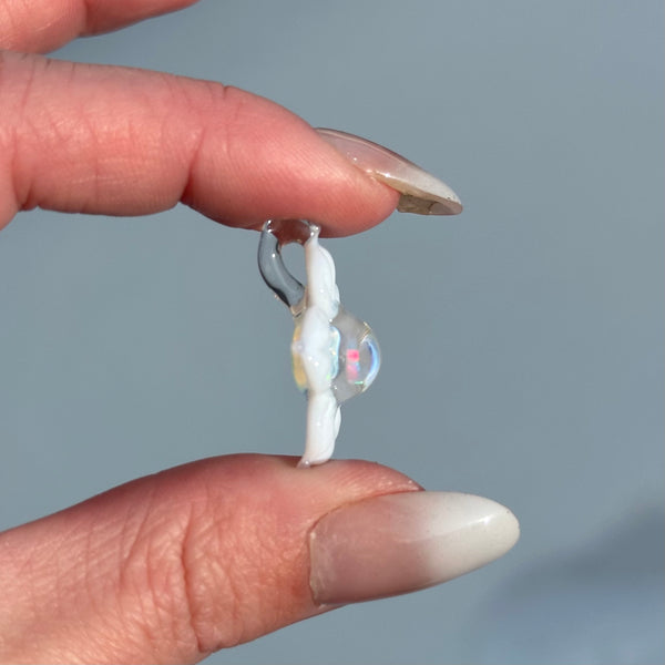 Opal & Dichro Flower Pendant White Moon
