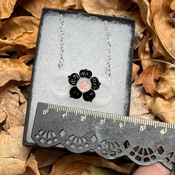 Triple Moon w/ Flower - Glow-in-the-dark & Black