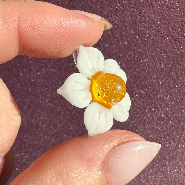 Dichro Flower Pendant -Daisy with Gold Sparkles