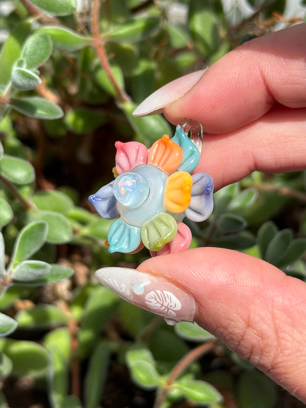 Mini Spinner Flower Pendant Pastel Rainbow