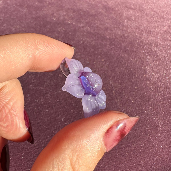 Dichro Flower Pendant Purple Satin & Royal Jelly