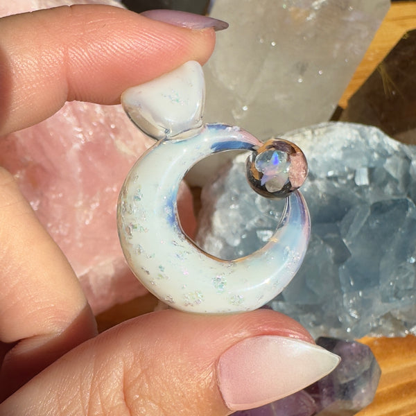 Moon Spinner Glopal with Sparkle (UV reactive pink)