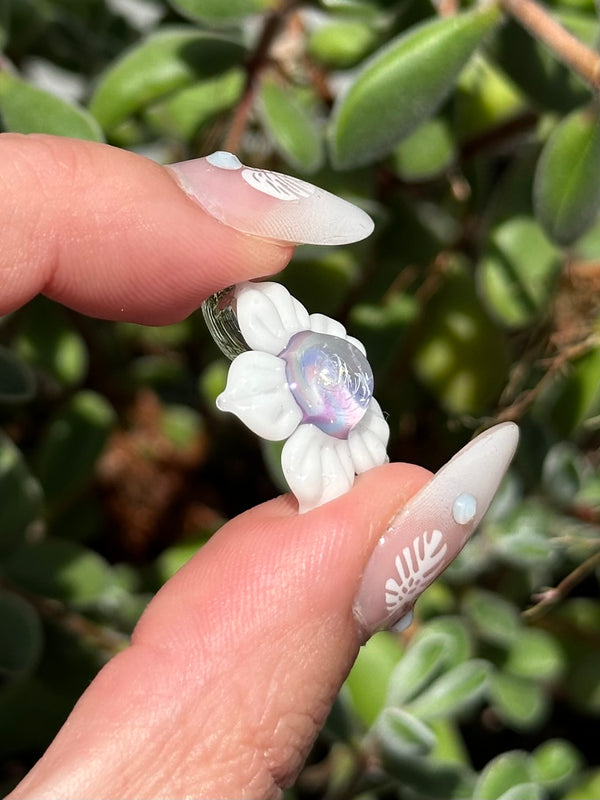 Pastel Rainbow Dichro Flower Pendant White