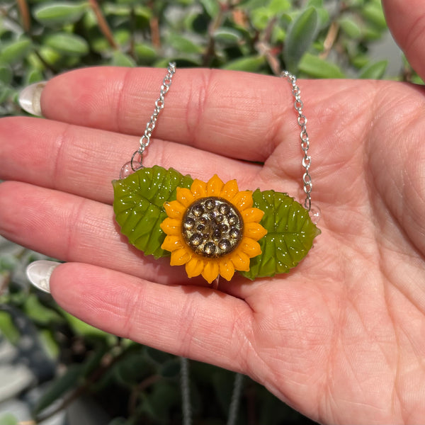 Sunflower & Leaves Necklace