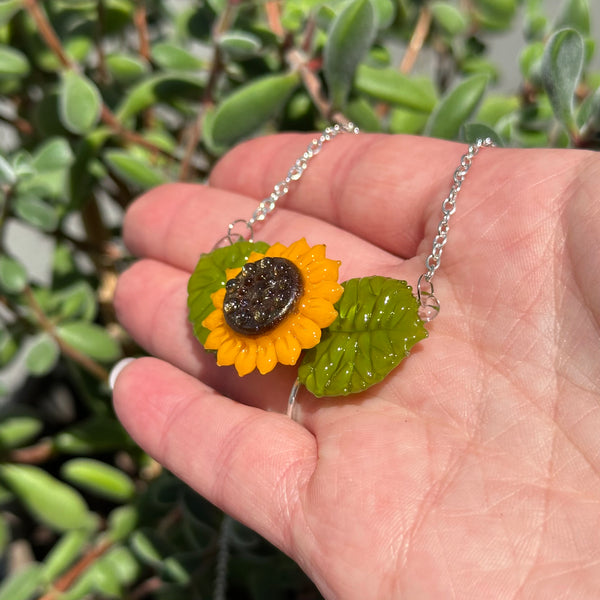 Sunflower & Leaves Necklace