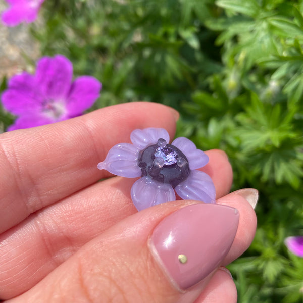 Cubic Zirconia Flower Pendant Wildberry and Purple Satin