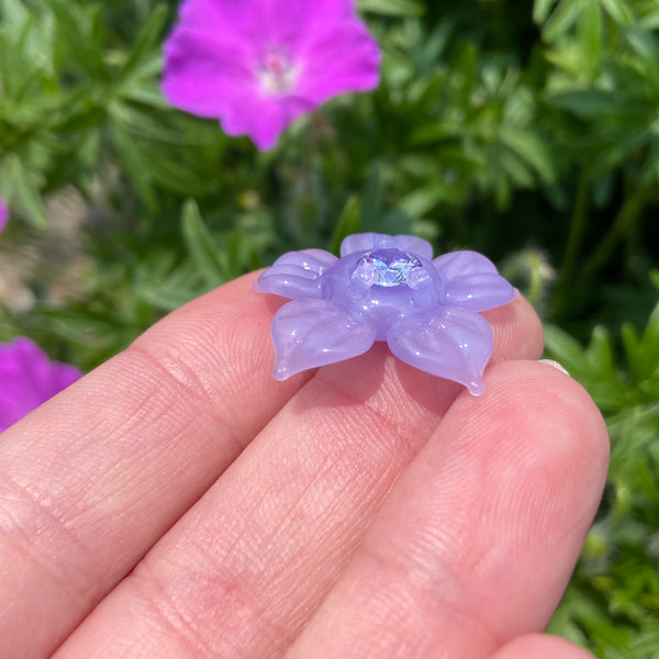 Cubic Zirconia Flower Pendant Purple Satin
