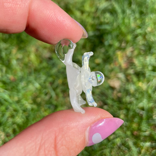 Mini Spinner Flower Pendant White Satin and Glopal (UV reactive)