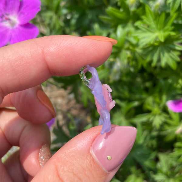 Cubic Zirconia Flower Pendant Blush and Purple Satin