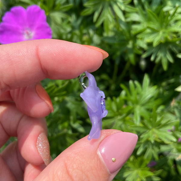 Cubic Zirconia Flower Pendant Purple Satin