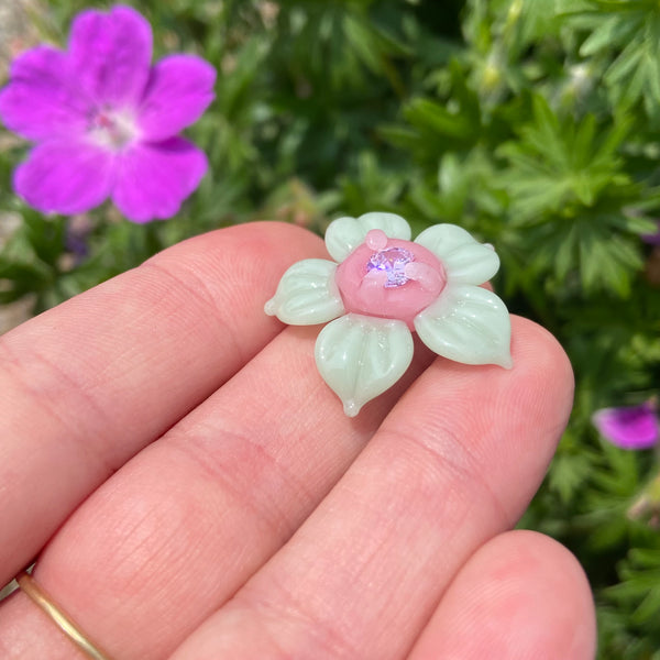 Cubic Zirconia Flower Pendant Blush and Mint