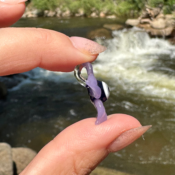 Evil Eye Protection Flower Pendant Purple Satin