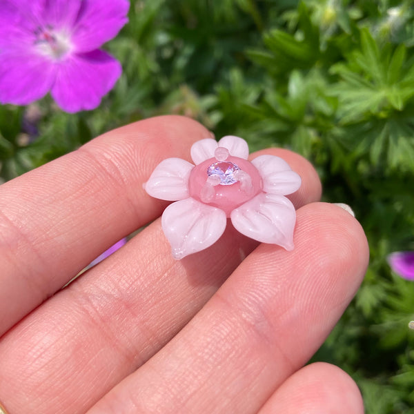 Cubic Zirconia Flower Pendant Blush and Bubblegum
