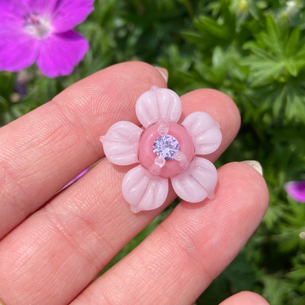 Cubic Zirconia Flower Pendant Blush and Bubblegum