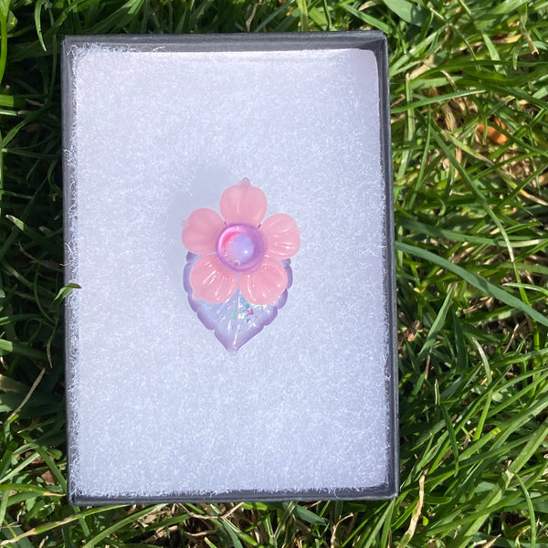 Leaf & Flower Mini Pendant Pink and Purple