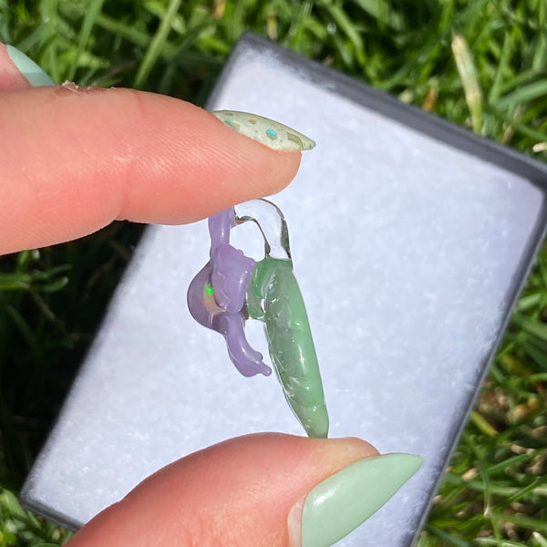 Leaf & Flower Mini Pendant Purple And Mint