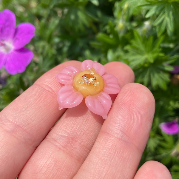 Cubic Zirconia Flower Pendant Yellow and Blush