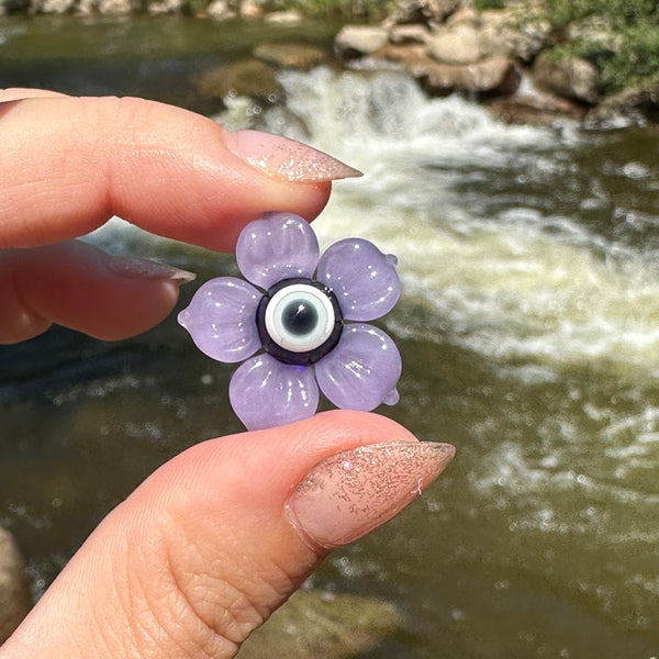 Evil Eye Protection Flower Pendant Purple Satin