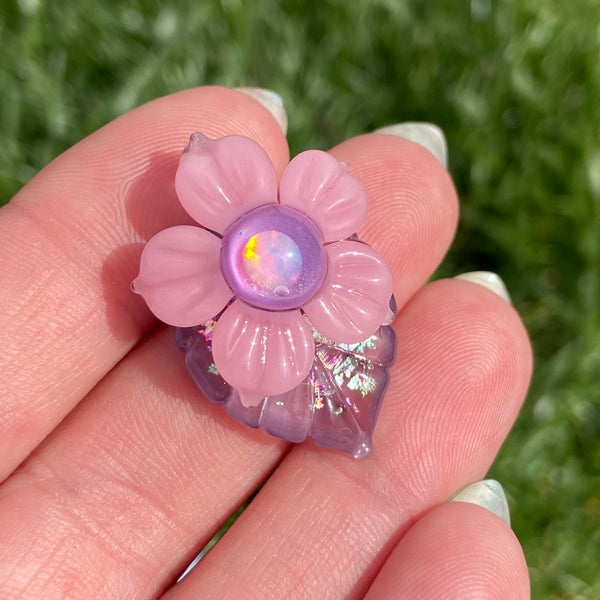 Leaf & Flower Mini Pendant Pink and Purple