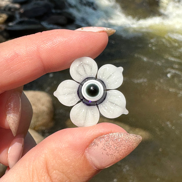 Evil Eye Protection Flower Pendant Glow in the Dark White