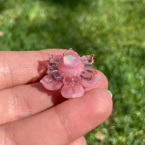 Mini Spinner Flower Pendant Blush and Peach Agate