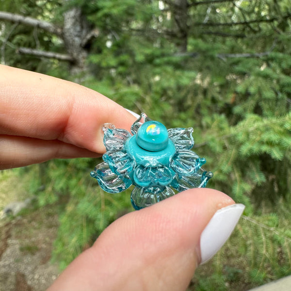 Mini Spinner Flower Pendant Aqua and Marina