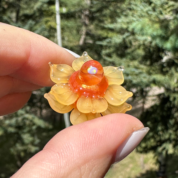 Mini Spinner Flower Pendant Orange & Yellow