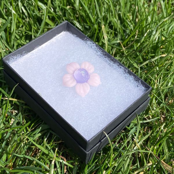 Dichro Flower Pendant Bubblegum & Purple Satin