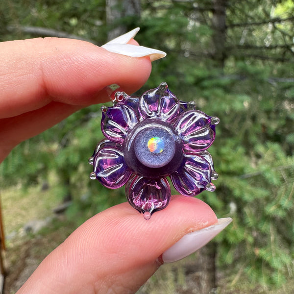 Mini Spinner Flower Pendant Royal Jelly & Wildberry Satin