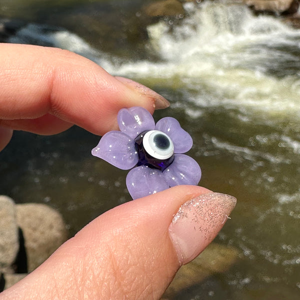 Evil Eye Protection Flower Pendant Purple Satin