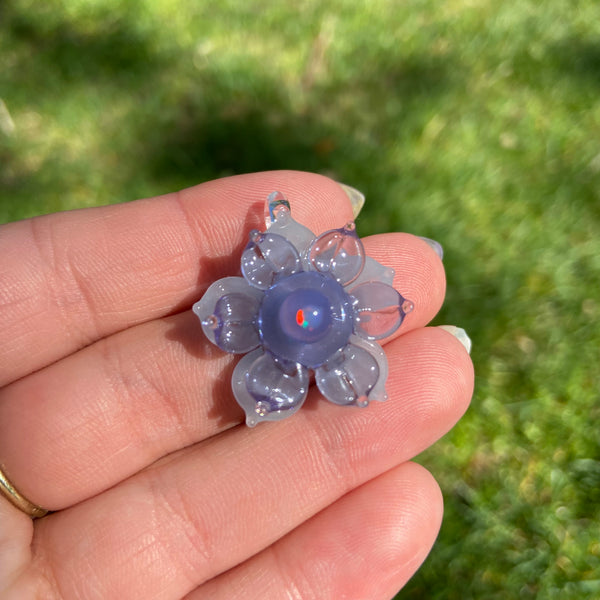Mini Spinner Flower Pendant Pastel Blue and Lavender