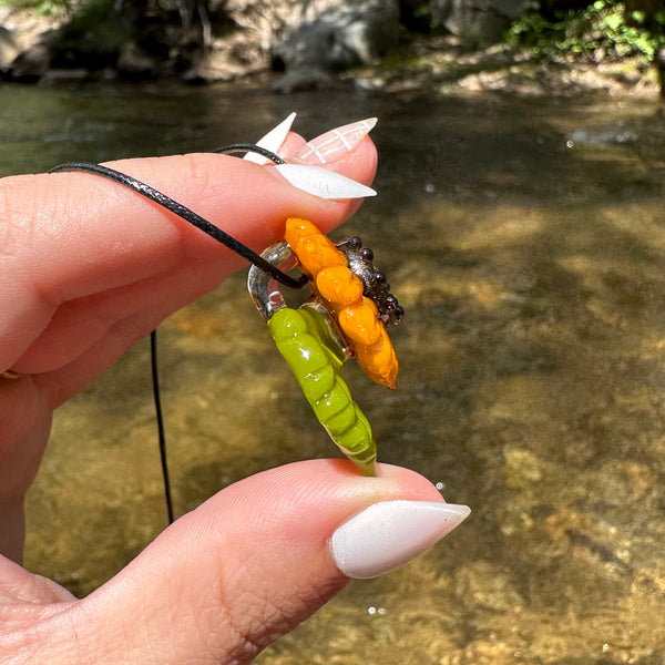 Sunflower Glass Pendant with Leaf 3