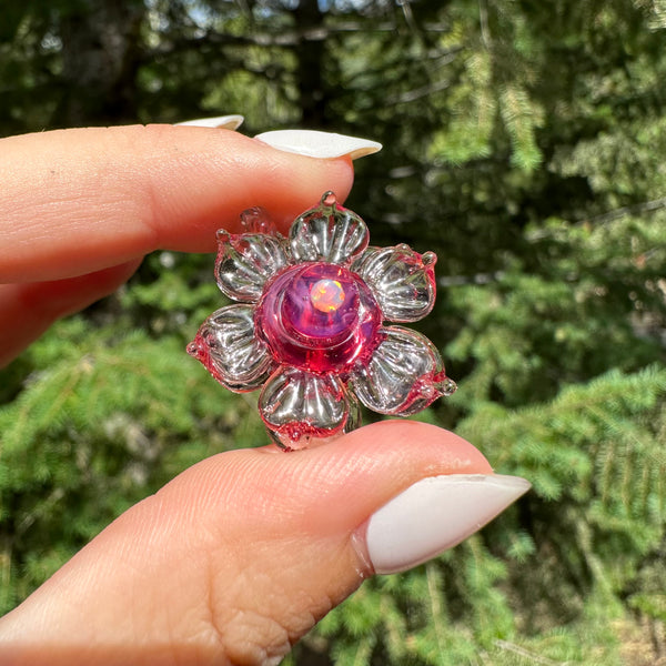 Mini Spinner Flower Pendant Telemagenta and Peach Opal